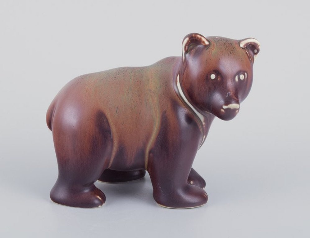Gunnar Nylund for Rorstrand, Sweden. Ceramic figurine in the shape of a bear cub. Mid-20th century. (1 of 7)