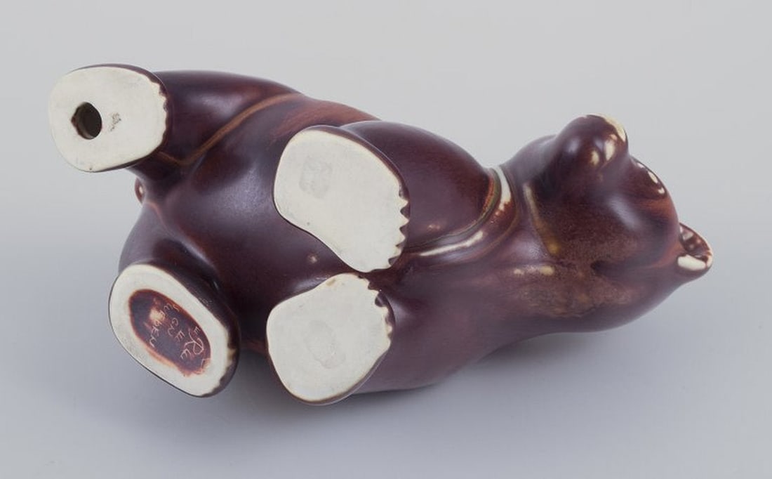 Gunnar Nylund for Rorstrand, Sweden. Ceramic figurine in the shape of a bear cub. Mid-20th century. - 6