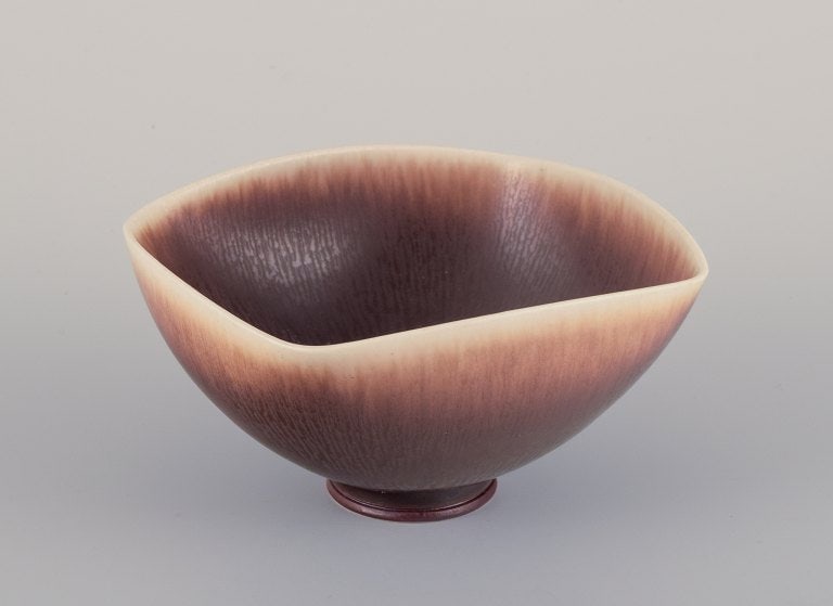 Berndt Friberg for Gustavsberg, Sweden. Unique Studiohand ceramic bowl with brown-toned glaze. (1 of 7)