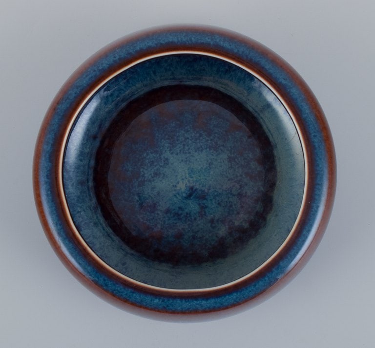 Carl Harry Stalhane (1920-1990) for Rorstrand, ceramic bowl with blue and brown glaze. - 4