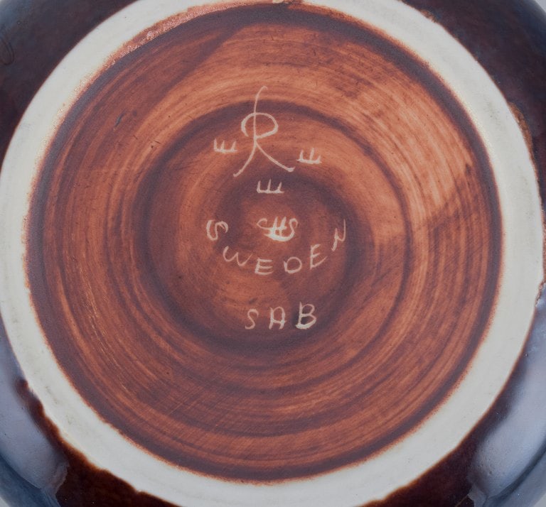 Carl Harry Stalhane (1920-1990) for Rorstrand, ceramic bowl with blue and brown glaze. - 5