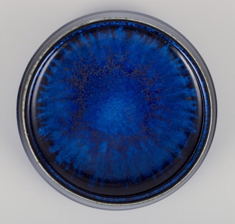 Carl Harry Stalhane for Rorstrand, Sweden. Ceramic bowl with blue tones glaze. Mid-20th century. - 4