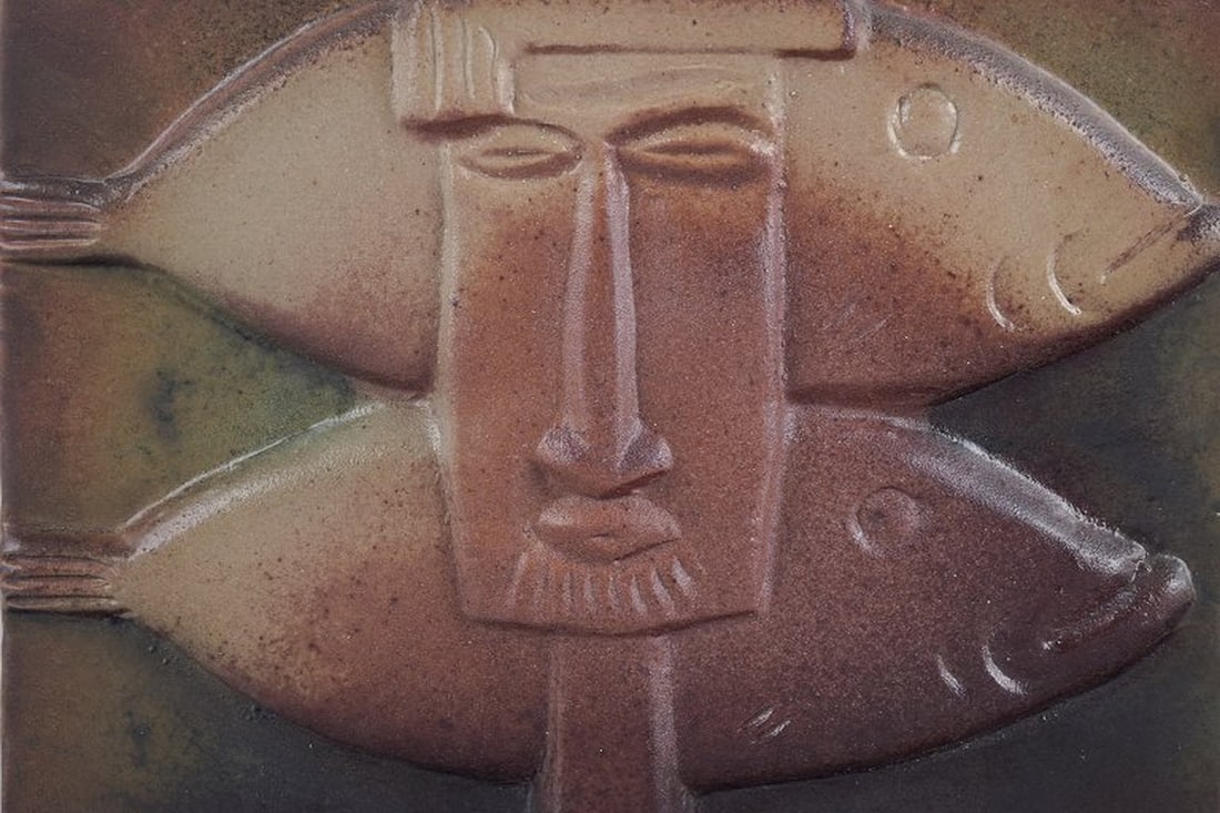 Ake Holm, Swedish ceramist. Own studio. Unique wall relief in terracotta. 1960s/70s. - 2
