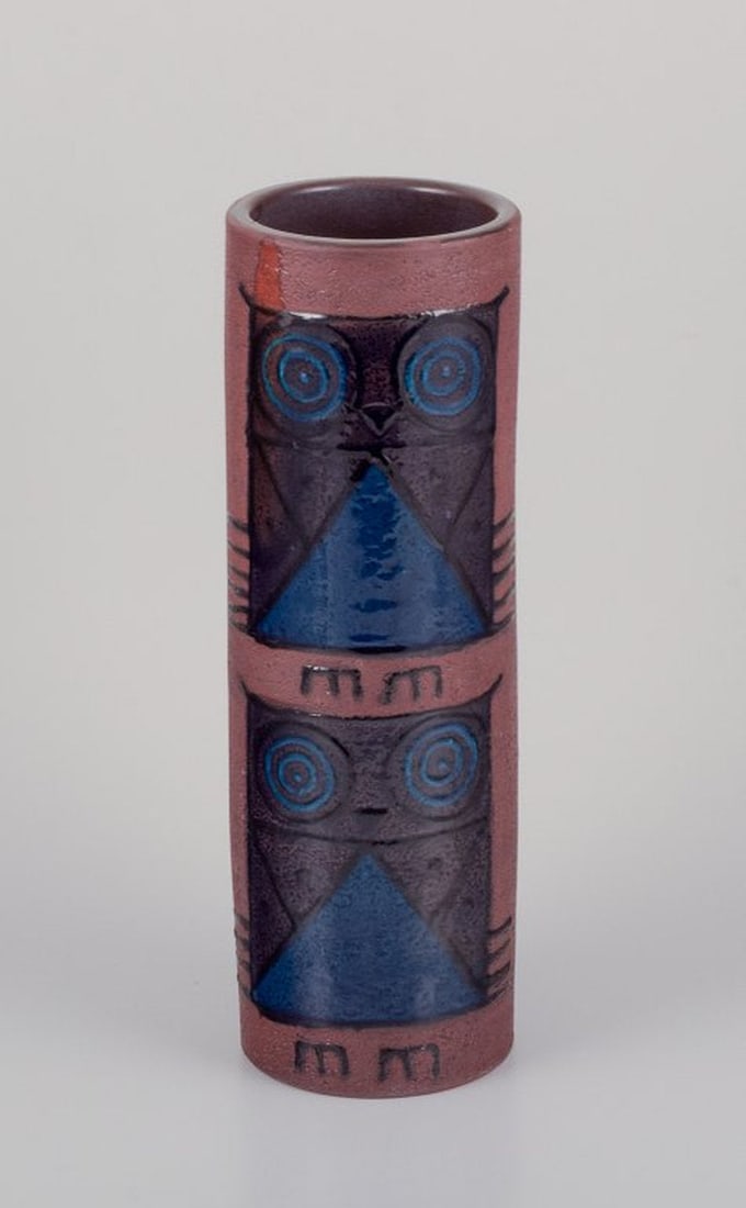 Inger Persson for Rorstrand Atelje, Sweden. Large unique ceramic vase. Cylinder-shaped. Decorated - 2