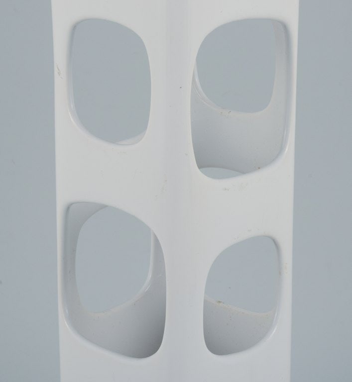 European studio ceramicist. Unique vase with eight holes in white glaze. - 5