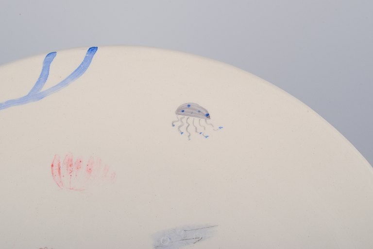 Stig Lindberg for Gustavsberg. "Loja" plate. Hand-painted with a fish motif. Satirical illustration - 3