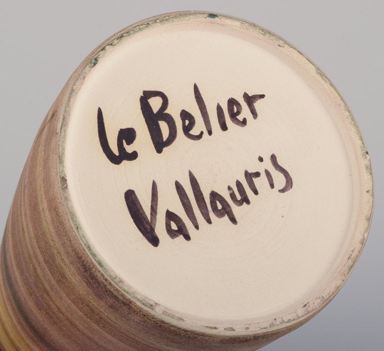 Atelier Le Belier, Vallauris, France. Unique ceramic vase in polychrome glaze. - 8