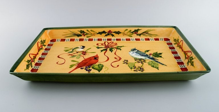 Catherine McClung for Lenox. "Winter greetings". Large serving dish in glazed stoneware decorated - 2