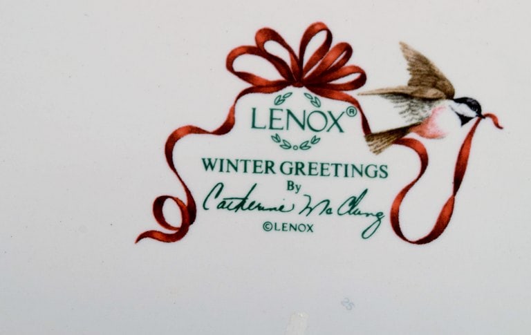 Catherine McClung for Lenox. "Winter greetings". Large serving dish in glazed stoneware decorated - 3
