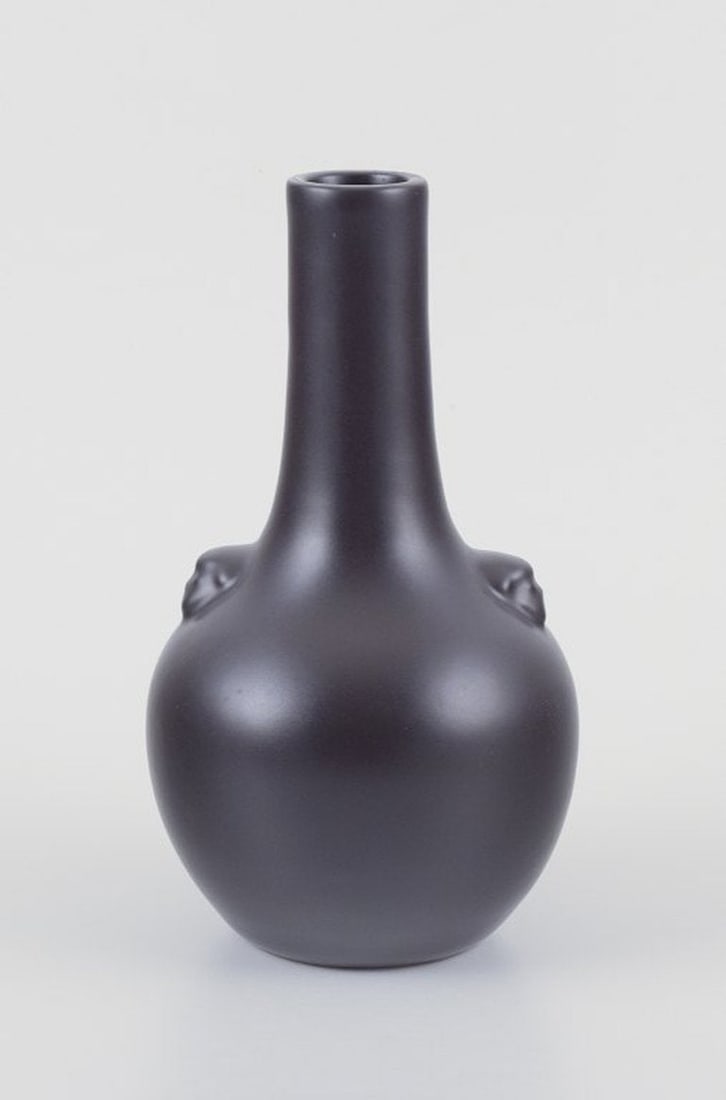 Pol Chambost, French ceramist. Unique ceramic vase with black glaze. 1970. (1 of 8)