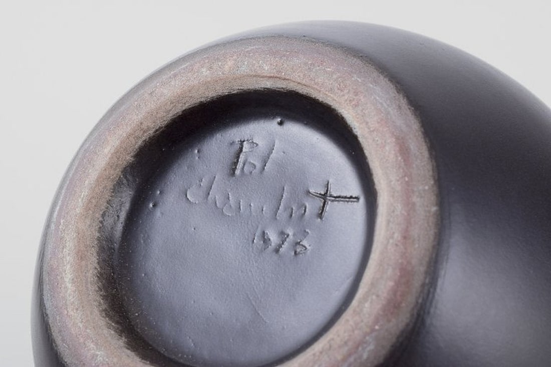 Pol Chambost, French ceramist. Unique ceramic vase with black glaze. 1970. - 8