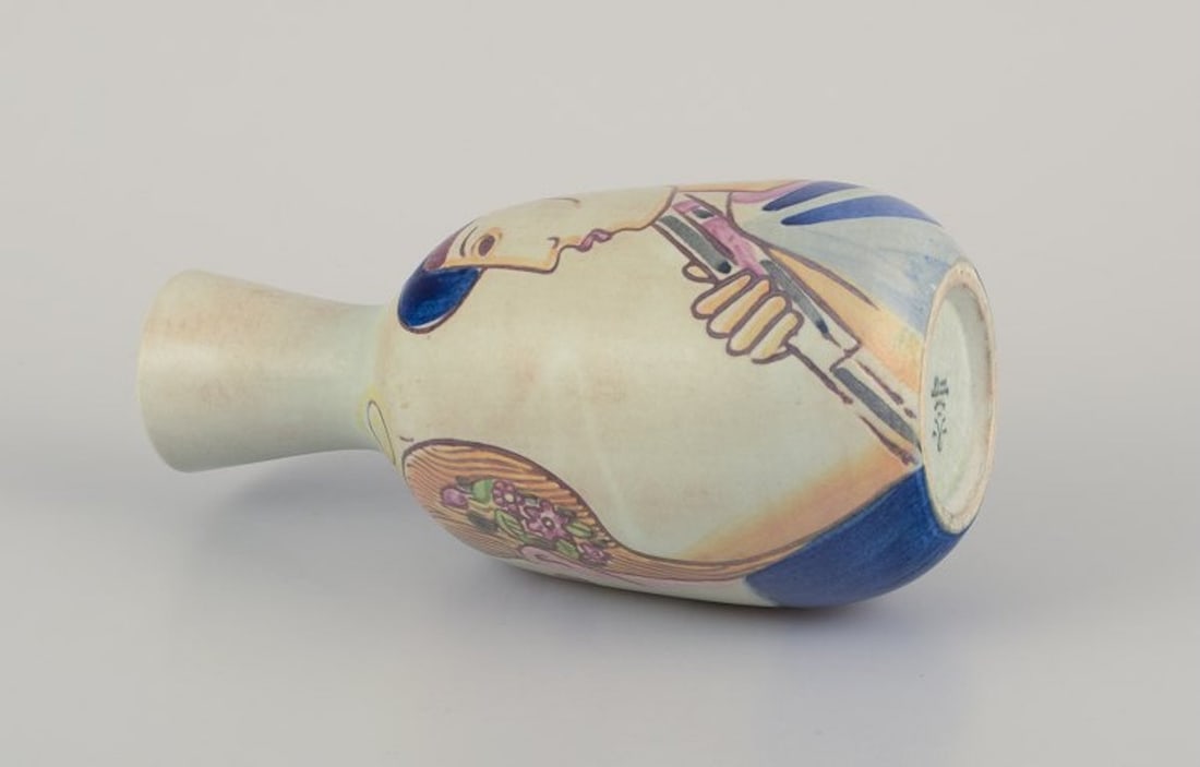 Carl Harry Stalhane for Rorstrand, Sweden. "Folkvisan" ceramic vase with motif of a young farming - 7