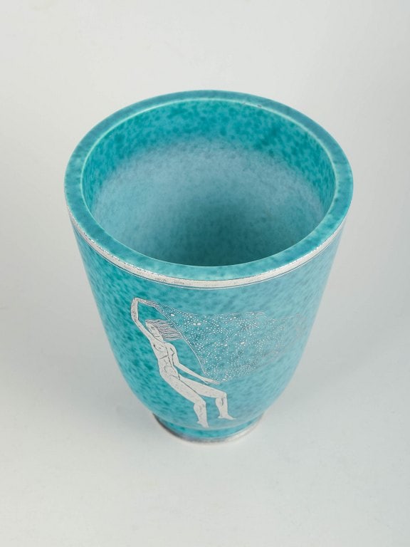 Wilhelm Kage for Gustavsberg, Sweden. Turquoise glazed stoneware vase from the Argenta series. - 2