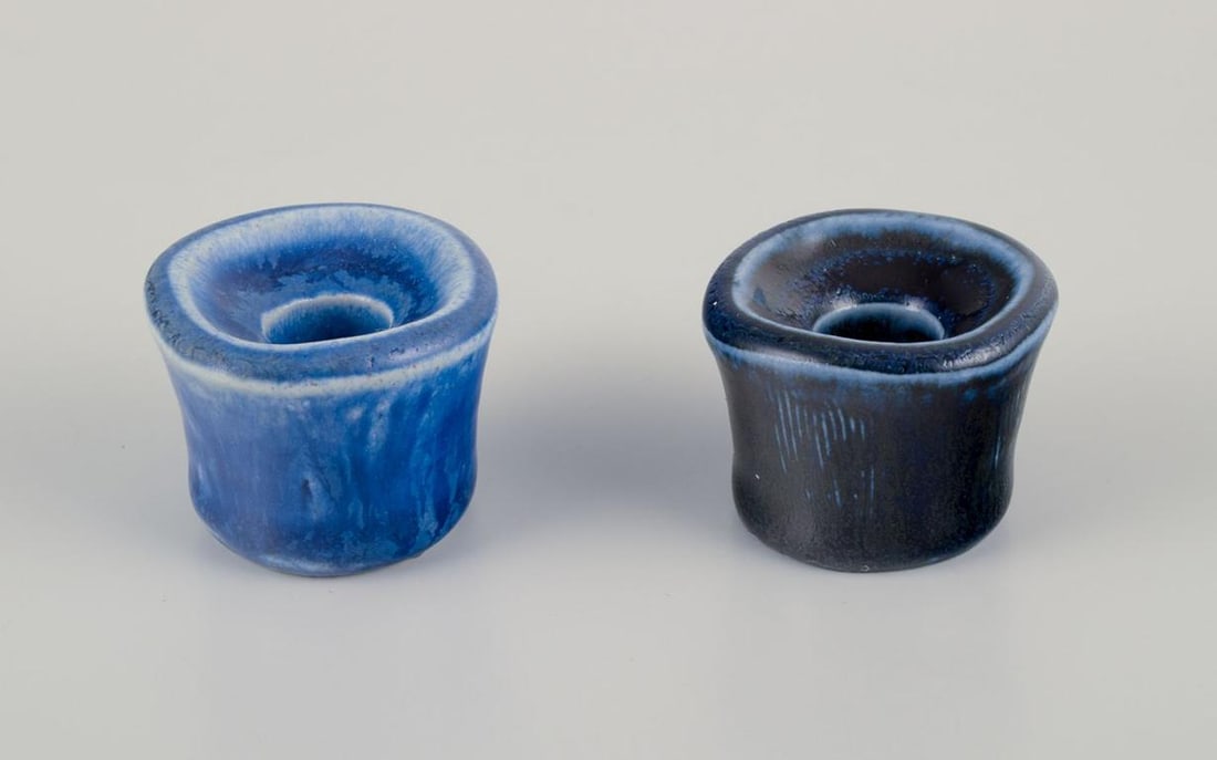 Edith Sonne Bruun for Saxbo, Denmark. A pair of ceramic candle holders. Approx. 1940s/50s. (1 of 7)