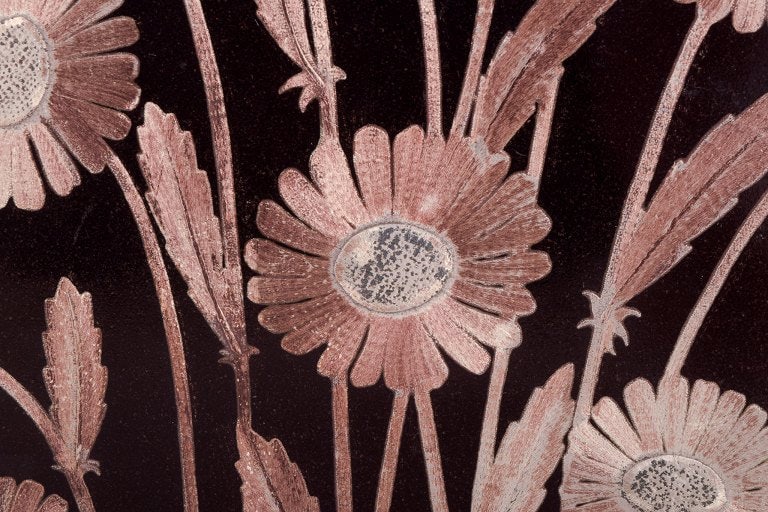 Heinz Erret for Gustavsberg, Sweden. Large ceramic relief. Floral motif decorated in silver. Flower - 6