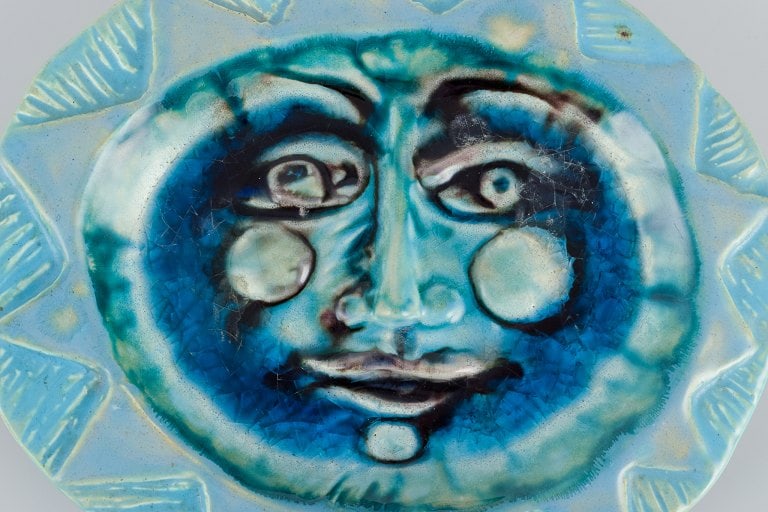 Elio Schiavon (1925-2004), italy. Unique ceramic bowl with blue glass inlay at the bottom. - 3