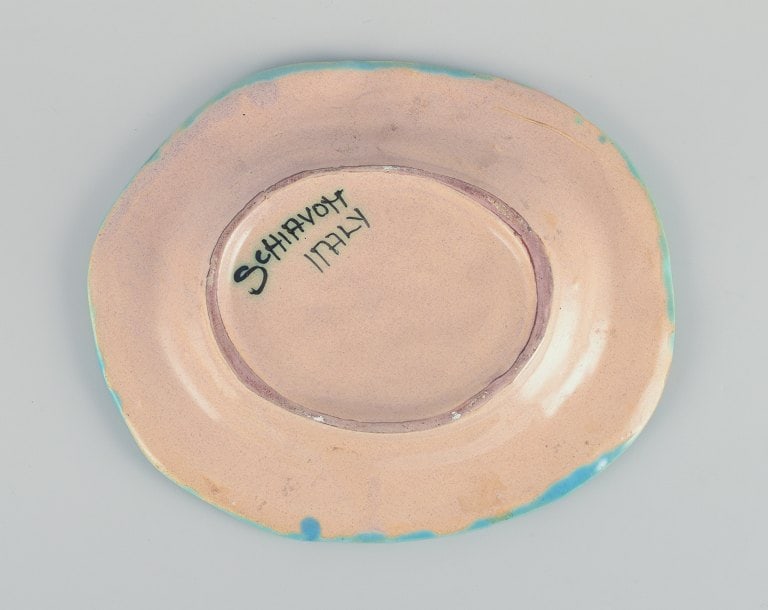 Elio Schiavon (1925-2004), italy. Unique ceramic bowl with blue glass inlay at the bottom. - 5