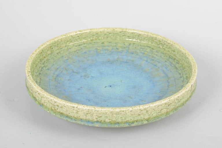 Per and Annelise Linnemann-Schmidt for Palshus, Denmark. Large stoneware dish in blue and green - 2