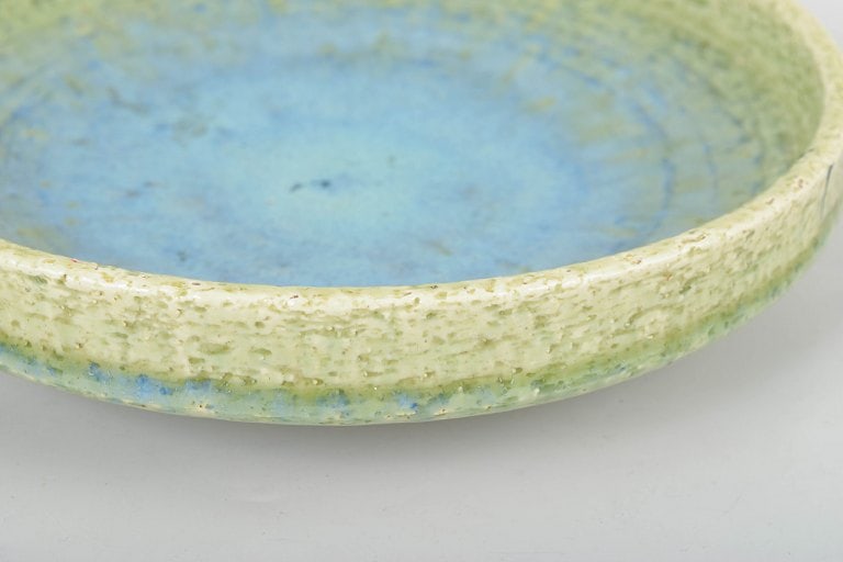 Per and Annelise Linnemann-Schmidt for Palshus, Denmark. Large stoneware dish in blue and green - 3