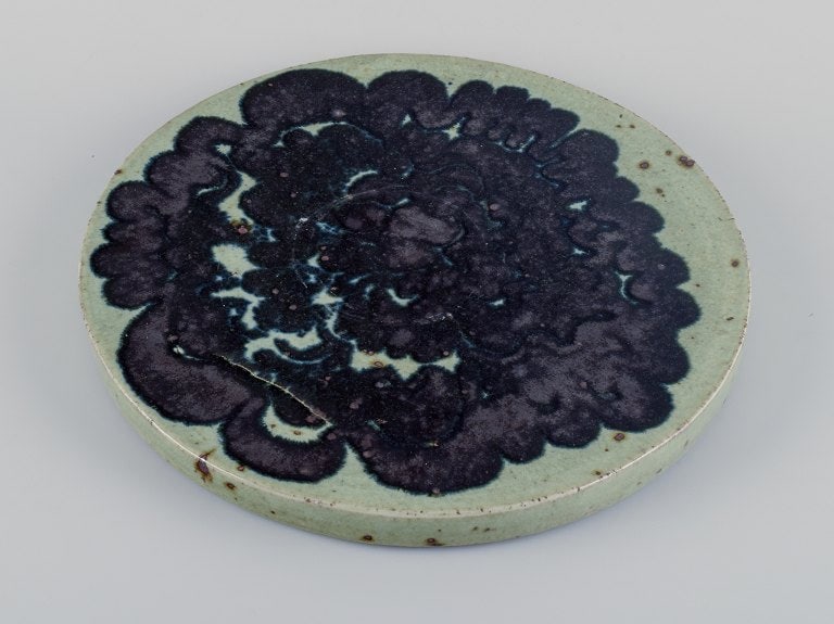 Marianne Westman for Rorstrand, large handmade unique dish in stoneware decorated with abstract - 2