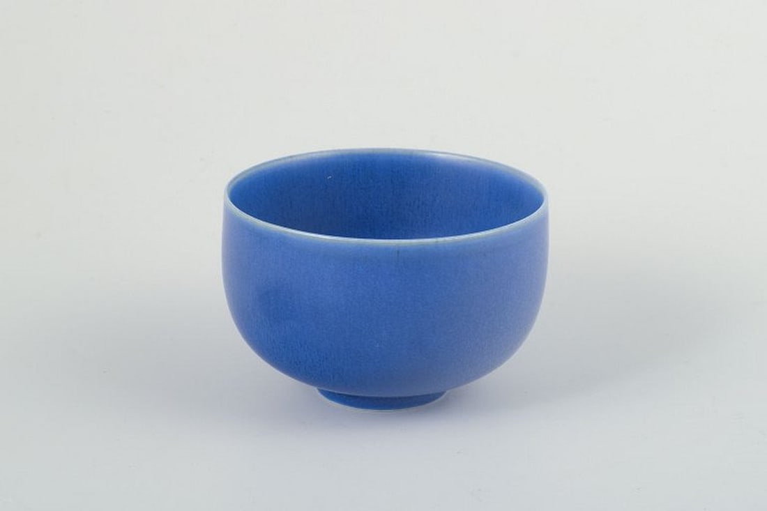 Per Linnemann-Schmidt for Palshus, Denmark. Rounded stoneware bowl with a deep matte blue glaze. (1 of 4)