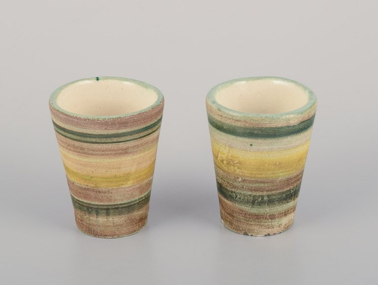 Vallauris, France. A set of eight unique ceramic mugs. - 2