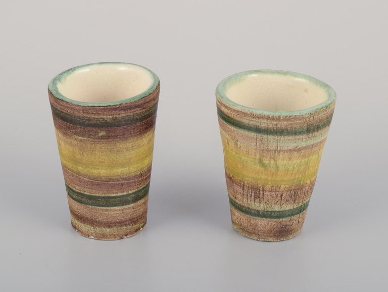 Vallauris, France. A set of eight unique ceramic mugs. - 3