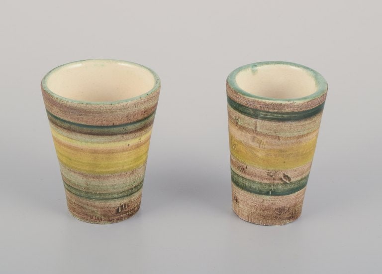Vallauris, France. A set of eight unique ceramic mugs. - 4