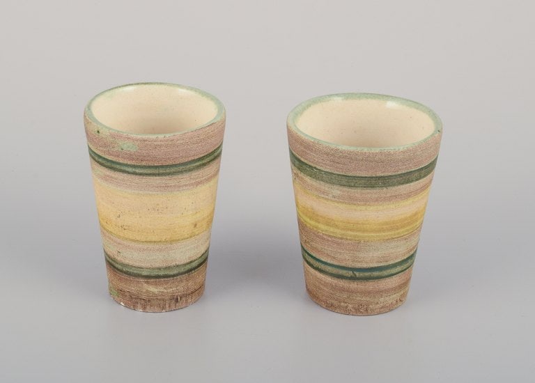 Vallauris, France. A set of eight unique ceramic mugs. - 5