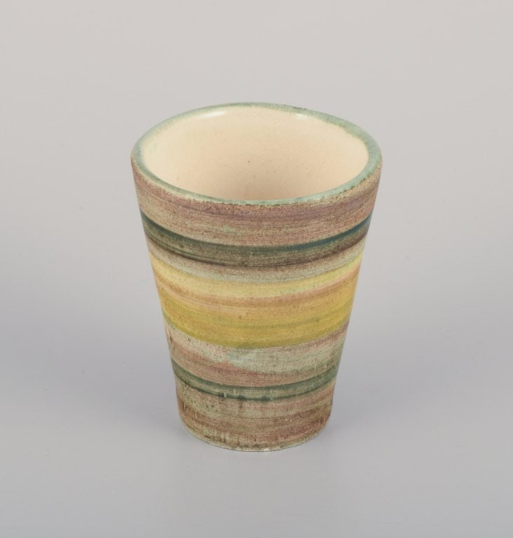 Vallauris, France. A set of eight unique ceramic mugs. - 7
