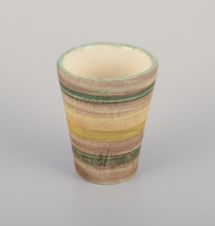 Vallauris, France. A set of eight unique ceramic mugs. - 8