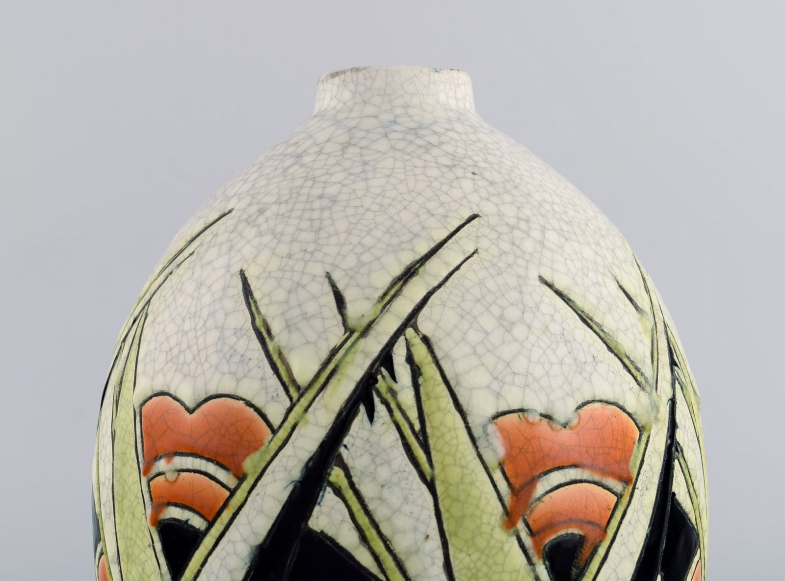 Charles Catteau (1880-1966) for Boch Freres Keramis, Belgium. Art deco ceramic vase in cloisonnA© - 4