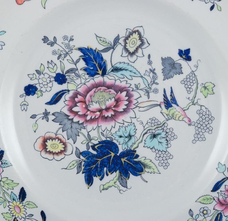 Copeland Spode, England. Six lunch plates in faience with flower and bird motifs. Approx. 1930s. - 2
