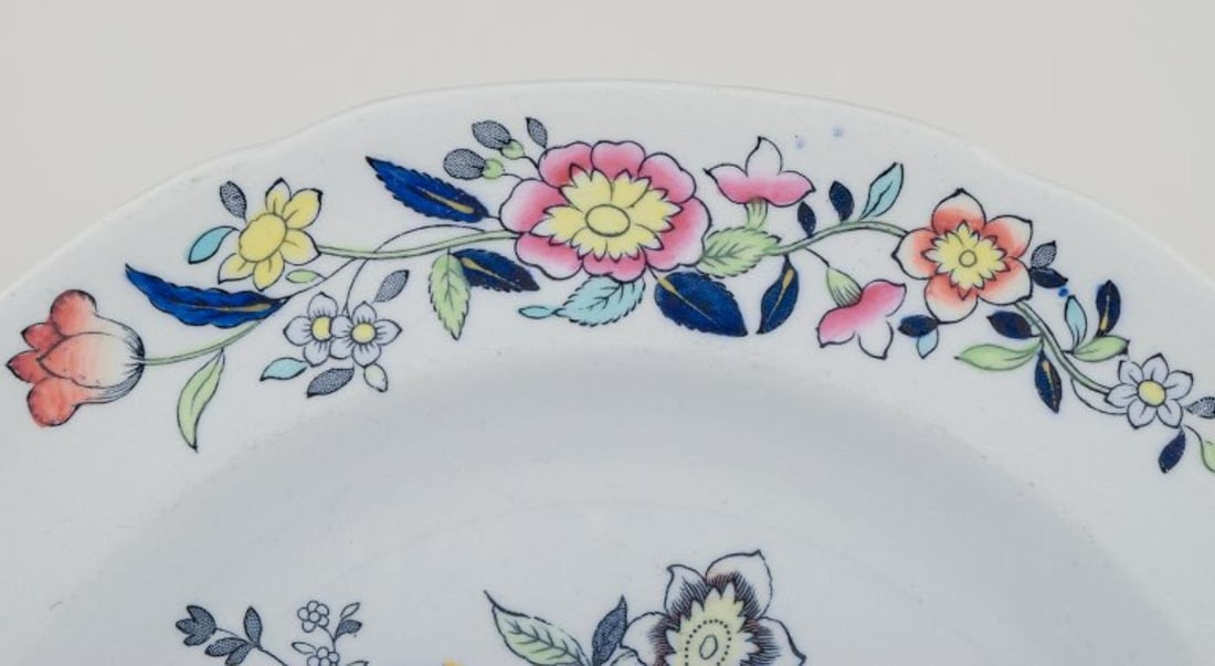 Copeland Spode, England. Six lunch plates in faience with flower and bird motifs. Approx. 1930s. - 4