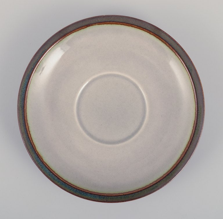 Bing & Grondahl. Four sets of Tema coffee cups with matching saucers and a sugar bowl in stoneware. - 6