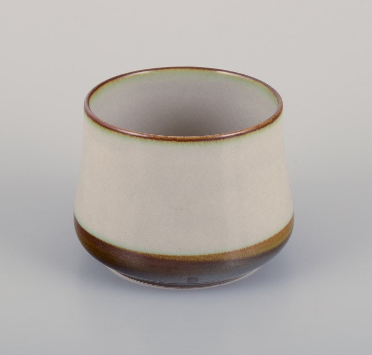 Bing & Grondahl. Four sets of Tema coffee cups with matching saucers and a sugar bowl in stoneware. - 7