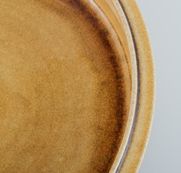 Nils Kahler for Kahler. Large ceramic bowl in modernist design. Uranium yellow glaze. - 5