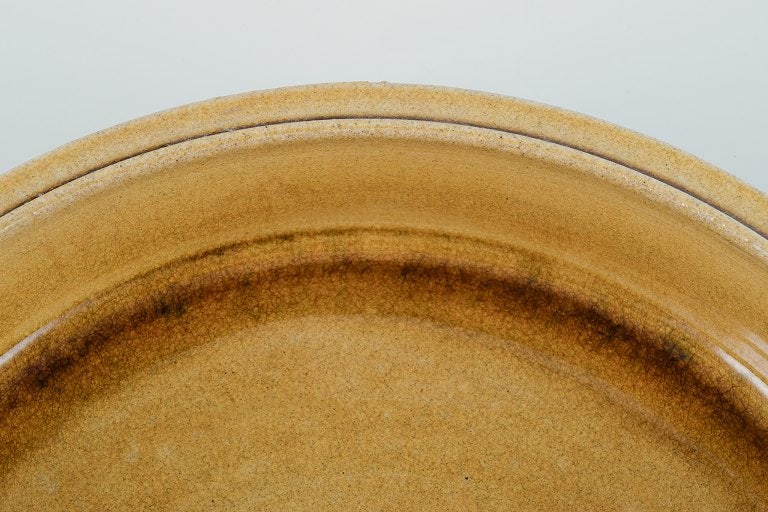 Nils Kahler for Kahler. Large ceramic bowl in modernist design. Uranium yellow glaze. - 6