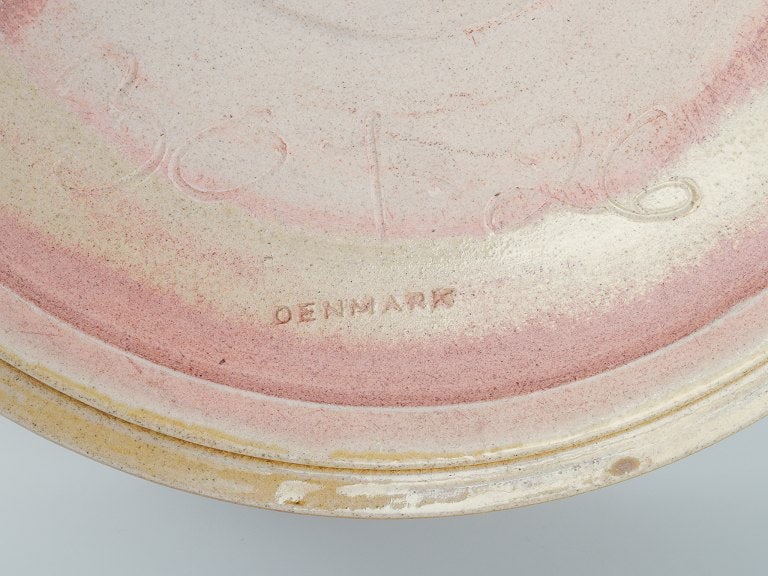Nils Kahler for Kahler. Large ceramic bowl in modernist design. Uranium yellow glaze. - 8