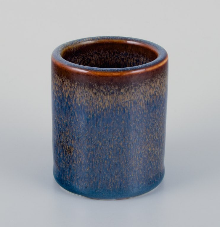 Carl Harry Stalhane for Rorstrand, a pair of ceramic vases with blue glaze. - 4