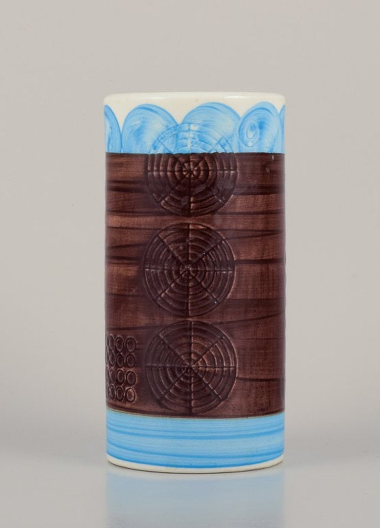 Olle Alberius for Rorstrand, Sweden. 'Sarek' ceramic vase in a modernist design with circles. Light - 2
