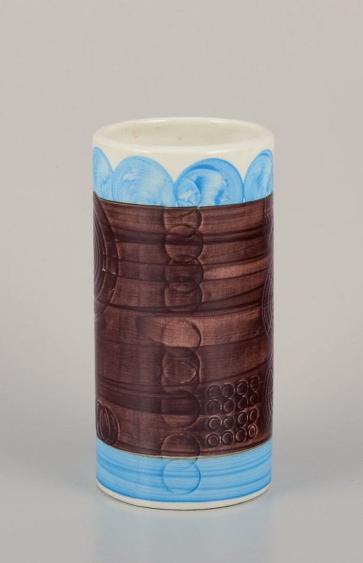 Olle Alberius for Rorstrand, Sweden. 'Sarek' ceramic vase in a modernist design with circles. Light - 3