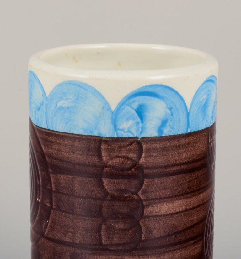 Olle Alberius for Rorstrand, Sweden. 'Sarek' ceramic vase in a modernist design with circles. Light - 4