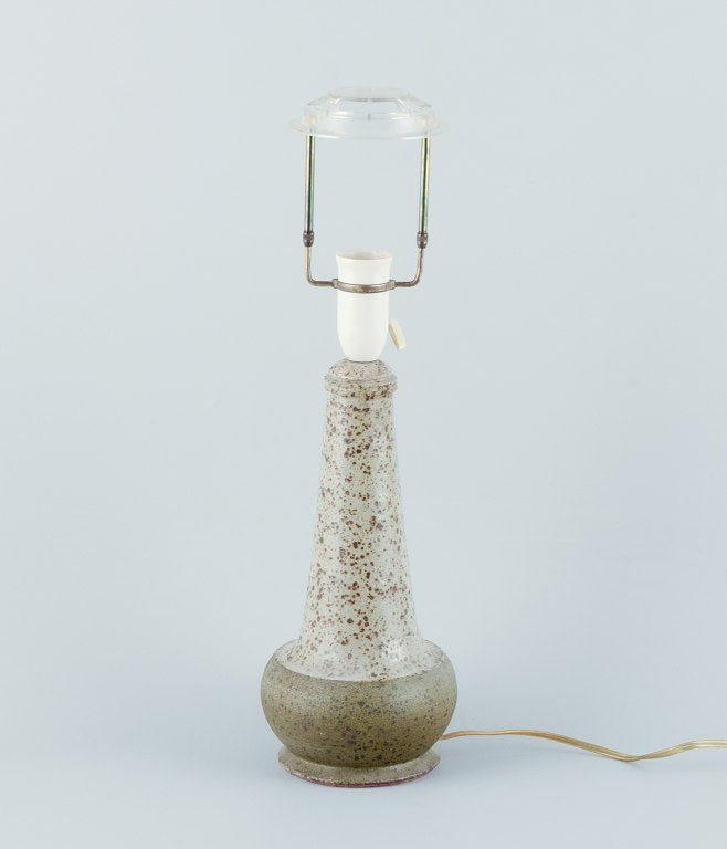 Nils Kahler for Kahler, ceramic table lamp. Glaze in earthy tones. (1 of 8)