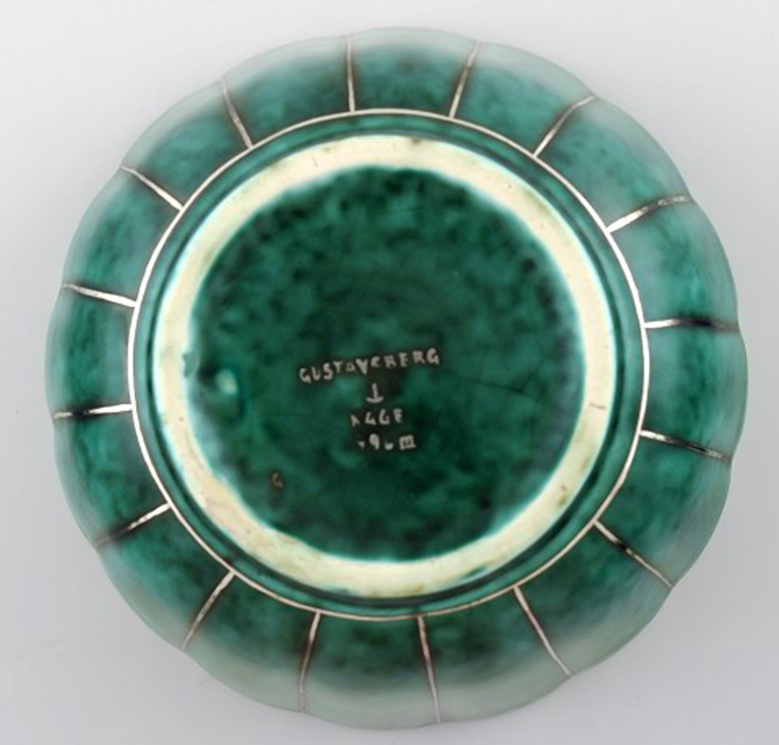 Wilhelm Kage, Gustavsberg, Argenta Art deco bowl decorated with flower buds. - 5