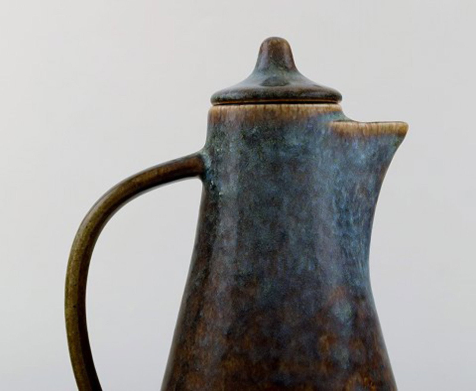 Carl Harry Stalhane for Rorstrand. Jug with lid in glazed stoneware. Beautiful glaze in blue and - 4