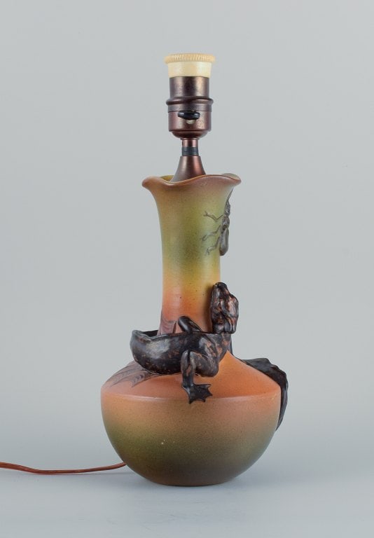 Ipsens, Denmark. Rare table lamp with lizard and beetle. (1 of 7)