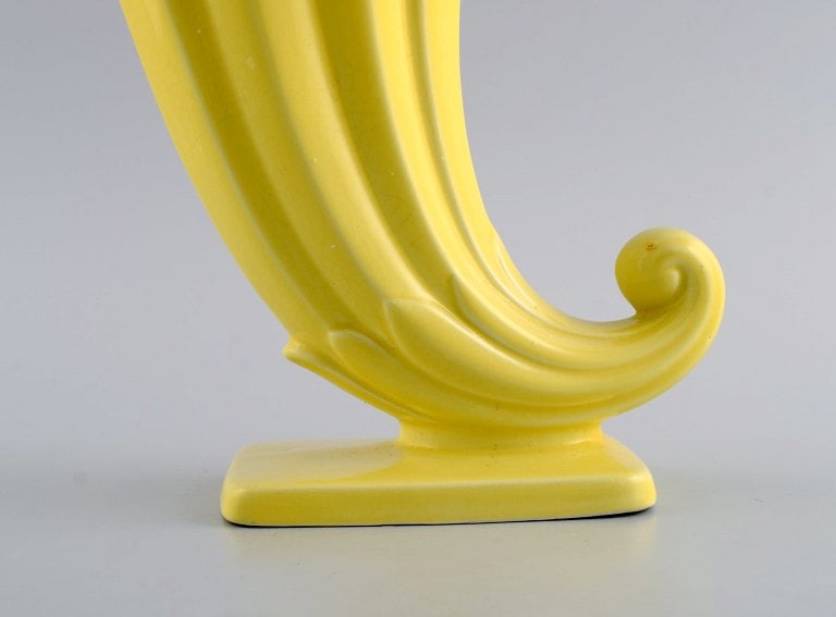 European studio ceramist. Unique vase in glazed ceramics. Beautiful glaze in shades of yellow. Mid - 6