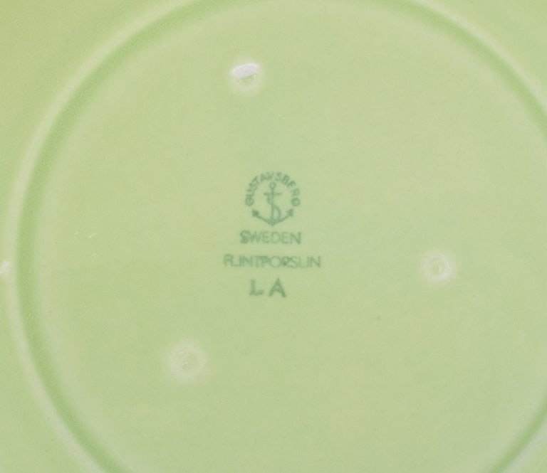 Stig Lindberg for Gustavsberg. Set of seven "Colorado" retro porcelain plates in apple green. - 5