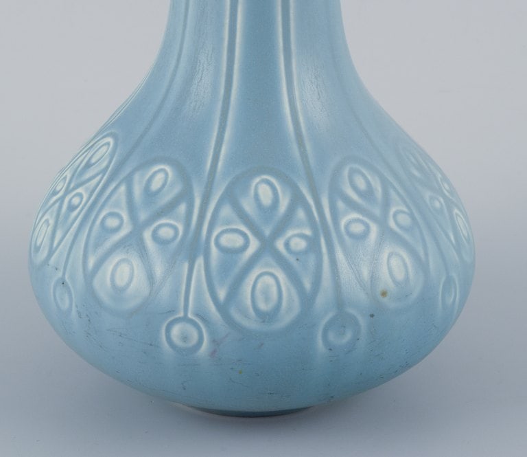 Upsala-Ekeby/Gefle, Sweden. Two "Kairo" (Cairo) ceramic vases in light blue glaze. - 4